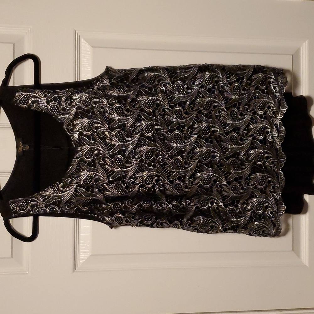 Cupio Silver Lace Overlay Tank